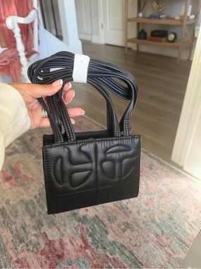 Telfar Black Mini Tote with Embossed Logo
